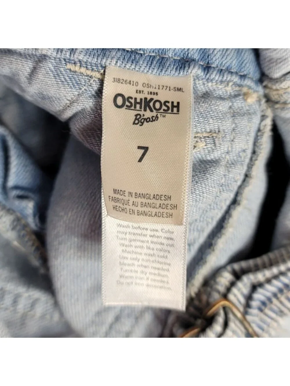 OshKosh B'gosh Girls Shortalls Blue Size 7 Cutoffs Pocket Vestbak Overall Shorts